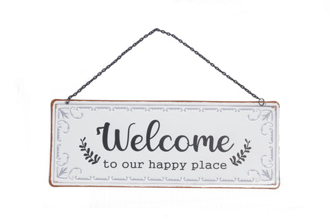 WELCOME METAL HANGING PLAQUE 37CM