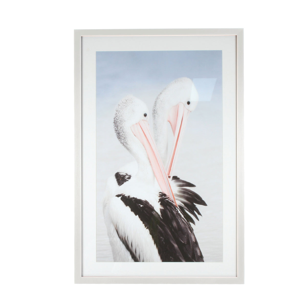 Hede Pair Of Pelicans Art Framed In Glass 90 x 60cm