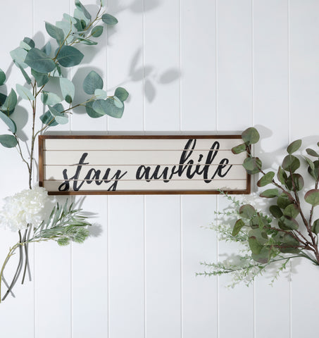 Stay Awhile Plaque 47 x 16 x 2cm