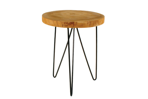 Paulownia Wood & Iron Side Table 45 x 35cm