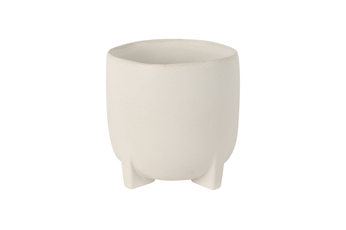 16cm white Alaia Ceramic Pot with feet for modern home decor - Maine and Crawford Australia