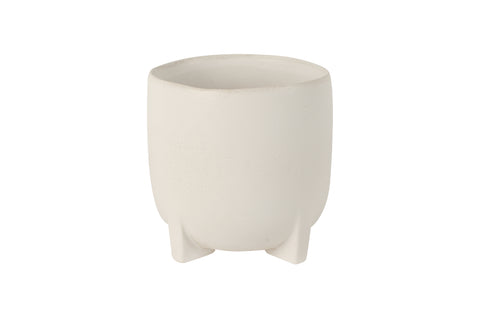 16cm white Alaia Ceramic Pot with feet for modern home decor - Maine and Crawford Australia