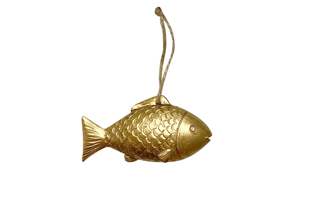 Hanging Gold Resin Fish Ornament 9 x 4 x 2.5cm