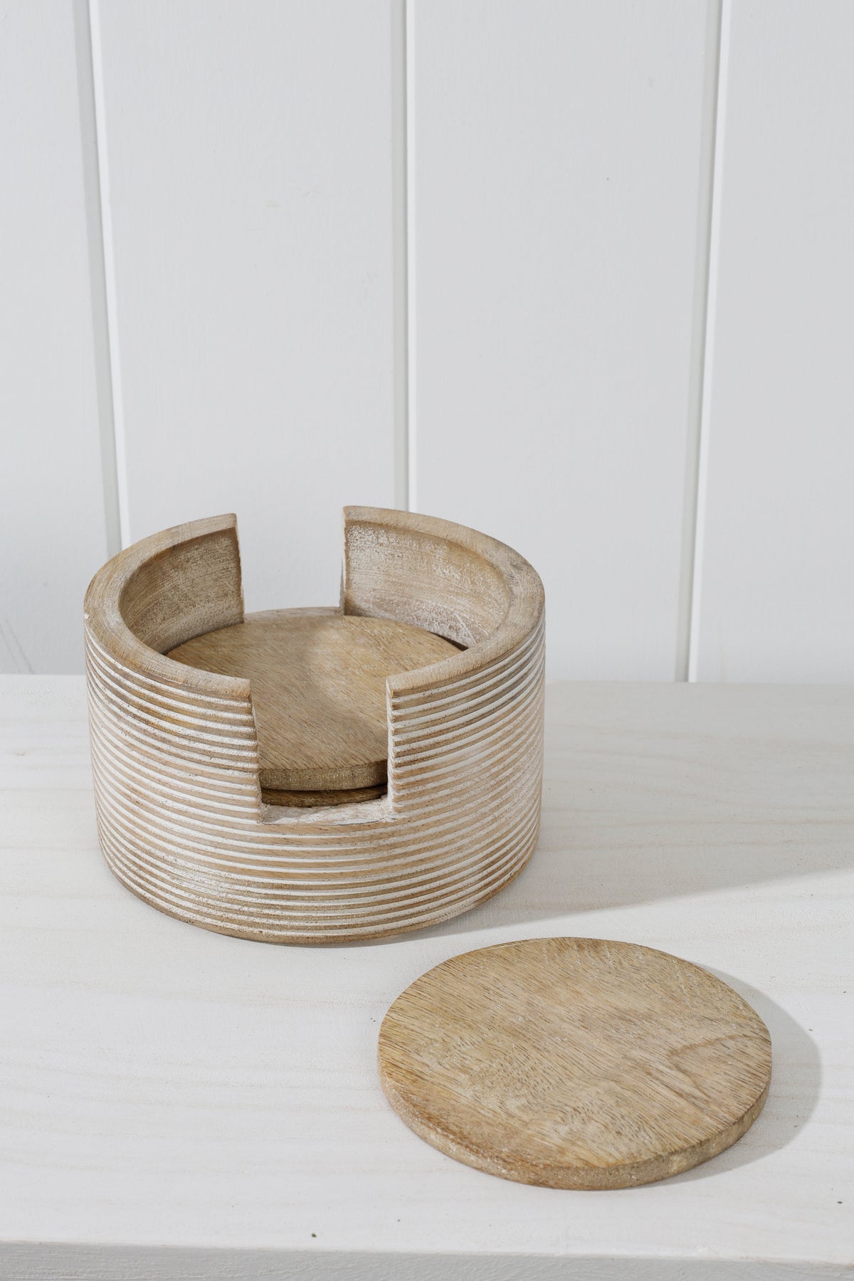 Cyrus Set of 4 Mango Wood Coasters - Light Natural