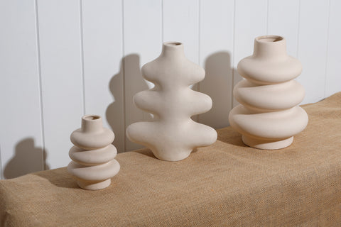 Azina Ceramic Vase Cream 19 x 15 x 15cm