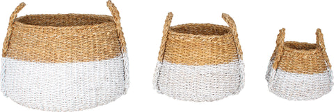 Buy Apollo Set Of 3 Sea Grass Bulb Baskets White Dip in Australia