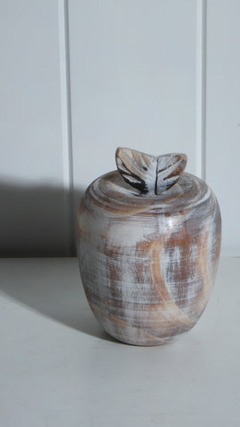 Cyrus Wooden Apple Figurine 16cm - Natural White Wash