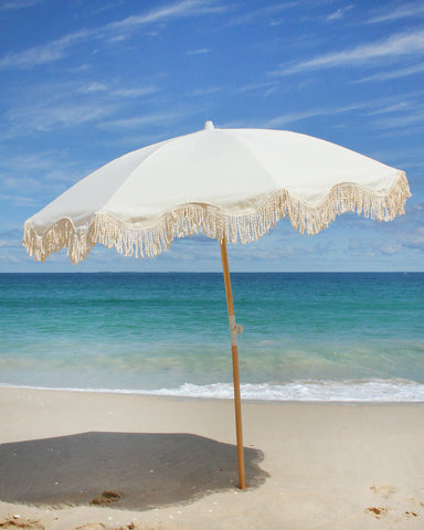 Deluxe 2M Canvas Beach Umbrella With Wood Pole