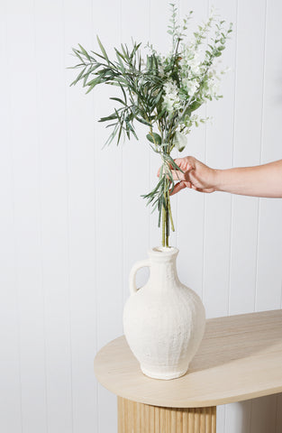 Ofelia Terracotta Vase Textured White 30 x 20 x 20cm