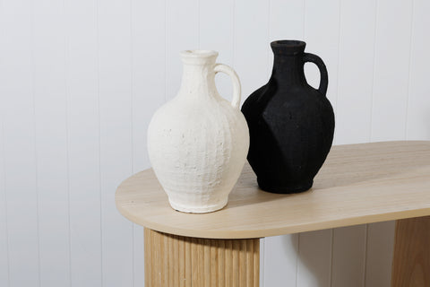 Nadine Terracotta Vase Textured Black 30 x 20 x 20cm