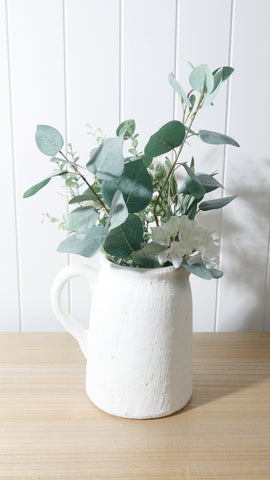 Nadine Textured White Terracotta Vase/Jug  24x24x18cm