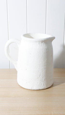 Nadine Textured White Terracotta Vase/Jug  24x24x18cm