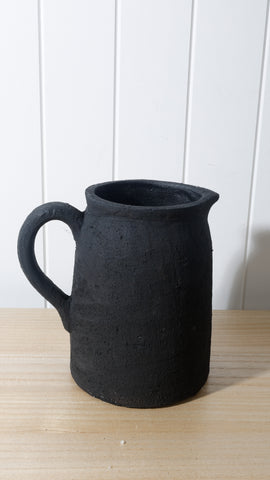 Nadine Textured Black Terracotta Vase/Jug 24x24x18cm