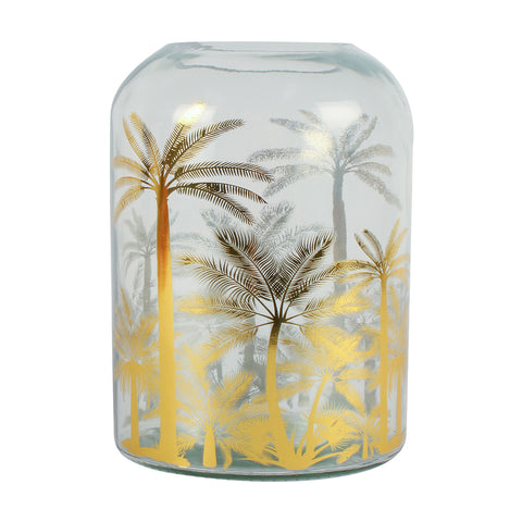 Hana Golden Palm Glass Vase 20 x 14 x 14cm