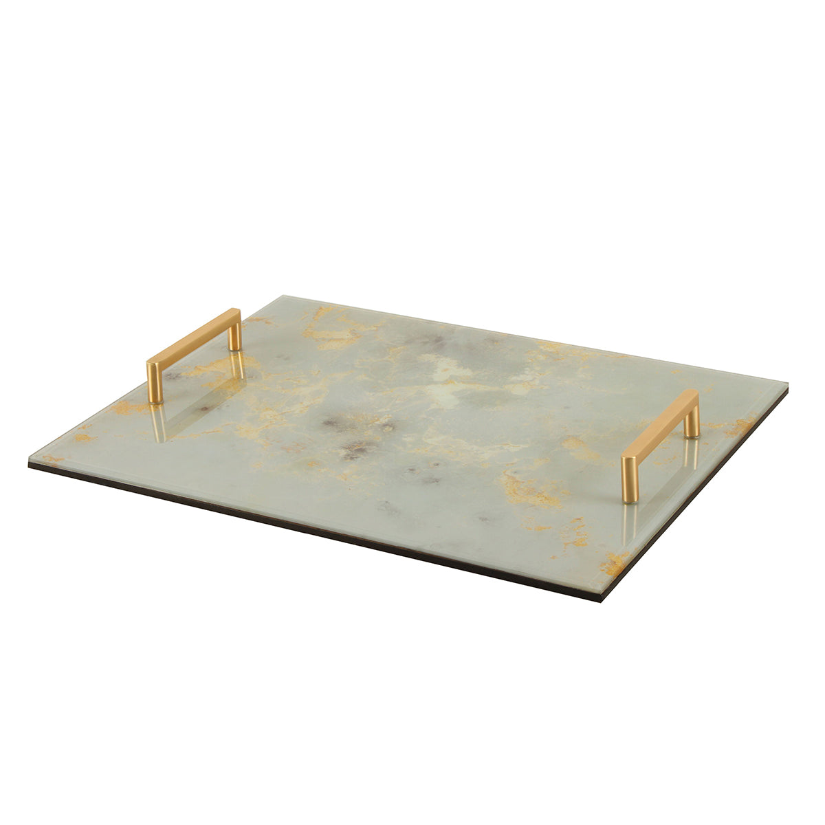 West Agate Design Glass Tray With Handles 40 x 30 x 4cm