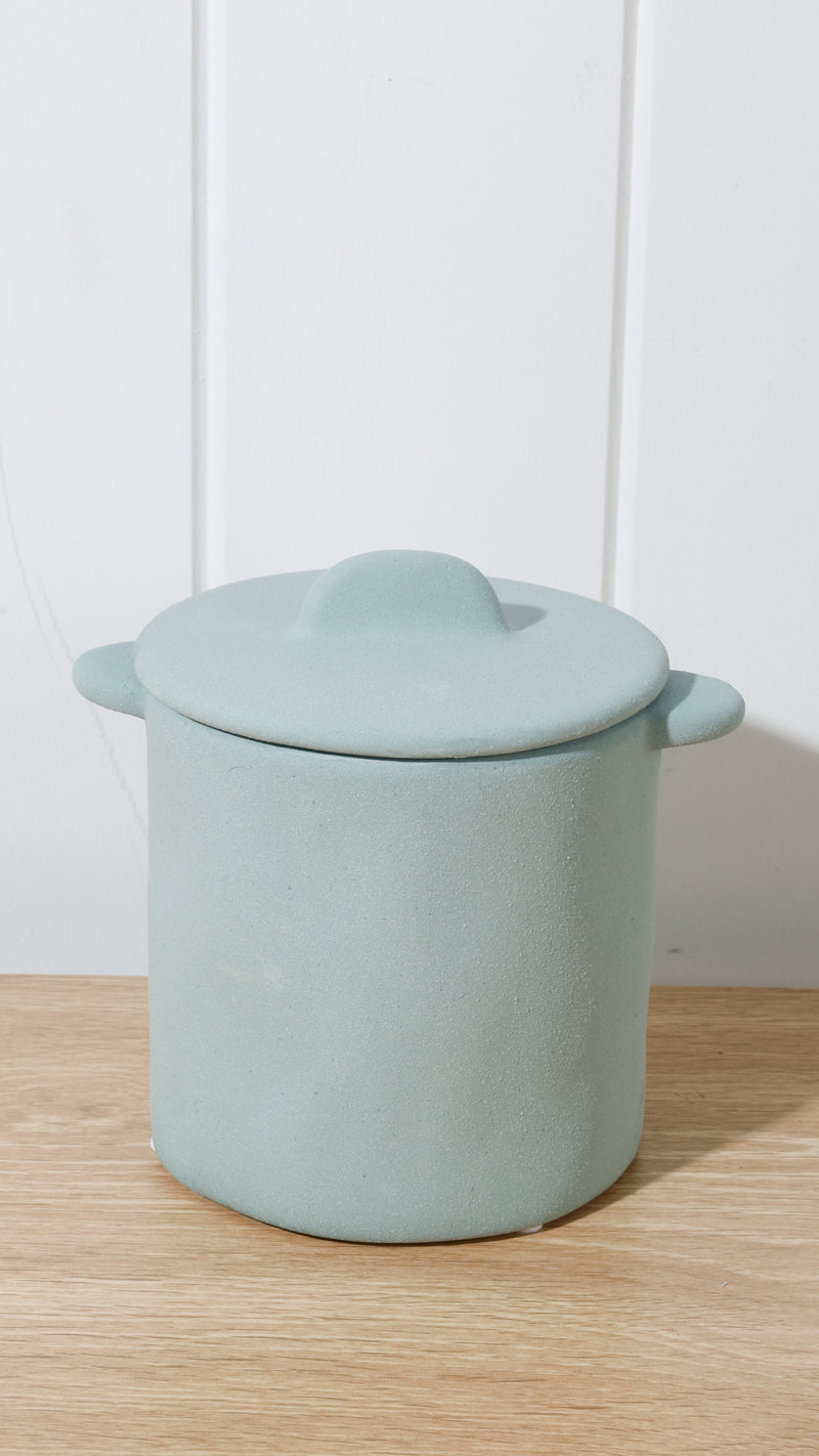 Ollie Stoneware Jar with Lid Green 14x13x11cm