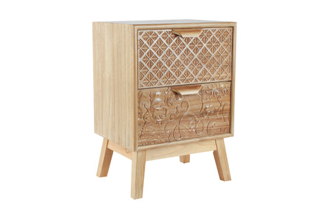Natural Colour, Craved, Bedside Chest Of Drawers, 57 x 40 x 30cm