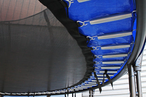 14ft 427cm Trampoline with Ladder, Shoe Bag, Baskeball Hoop, UV Resistant Mat, Galvanised Steel Springs and Frame, Blue - DELIVERY TO PERTH AND BRISBANE METRO ONLY ***DELIVERY FEE APPLIES***