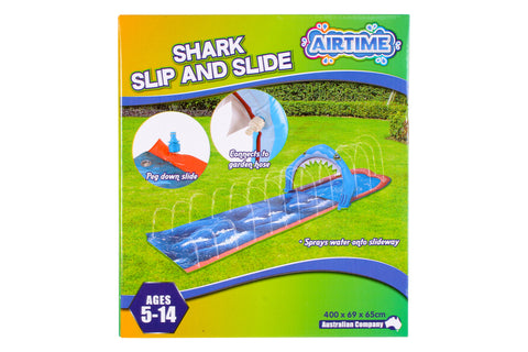 AirTime™ Shark Slip and Slide Water Game 4m, Sprays Water, Connects to Hose Ages 5-14yrs