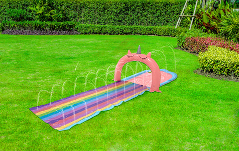 AirTime™ Unicorn Slip and Slide Water Game 4m, Sprays Water, Connects to Hose Ages5-14yrs