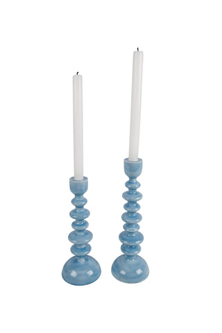 Contemporary 20cm Blue Enamel Tapered Candle Holder - Perfect for enhancing your decor with a bold color