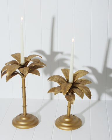 Brynne Antique Palm Tree Candle Holder Small
