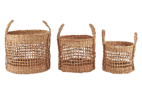 Seagrass Round Cylinder Basket Set Of 3