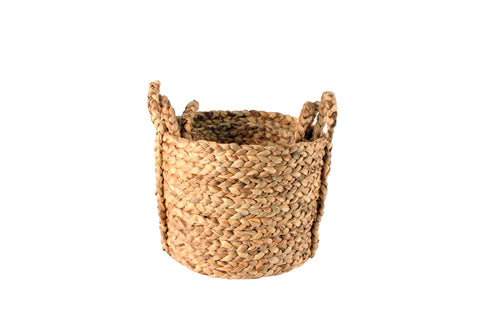 Carlota Set Of 3 Natural Water Hyacinth Round Woven Storage Baskets with Handles