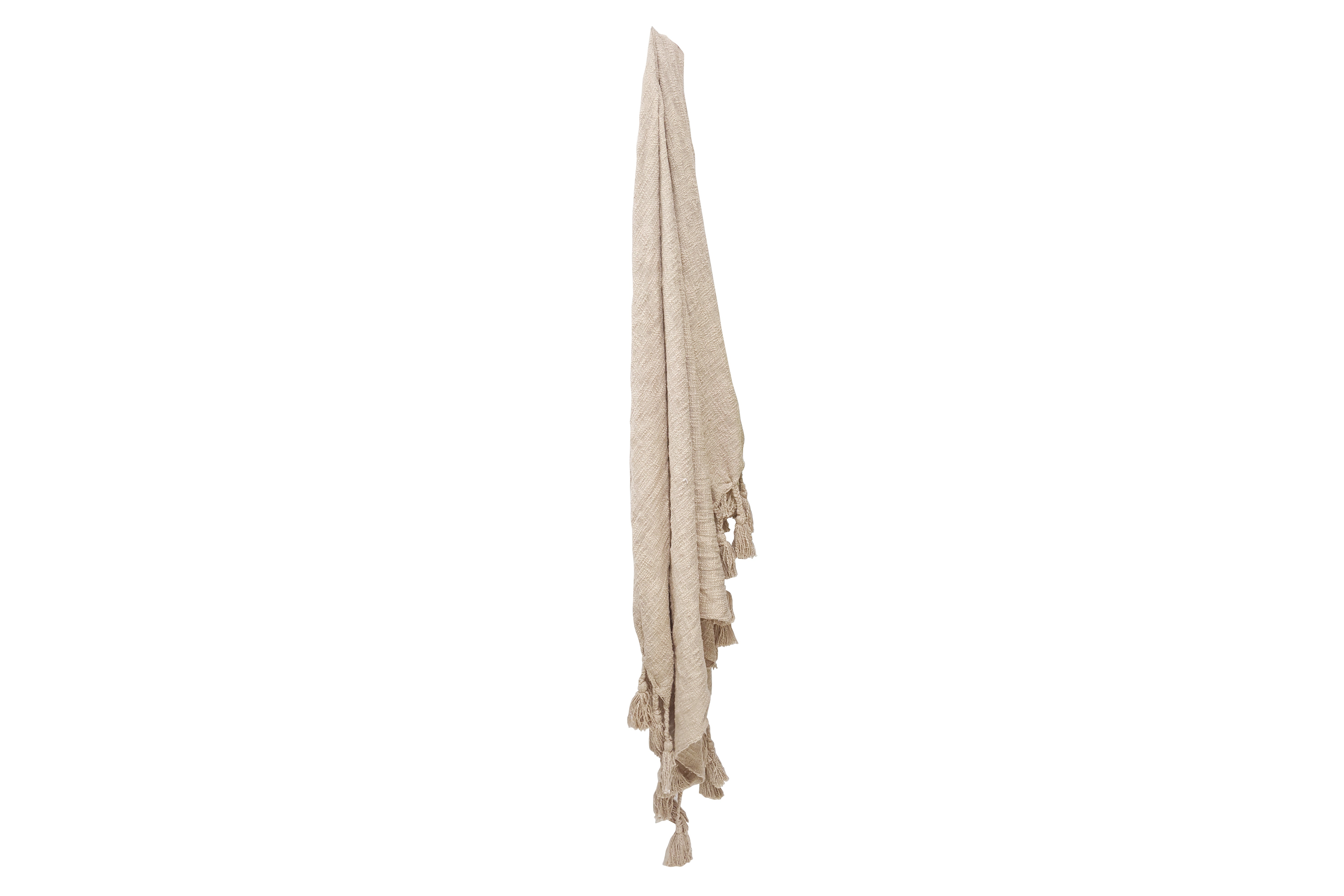 NEO COTTON THROW WITH GIANT TASSELS NUDE