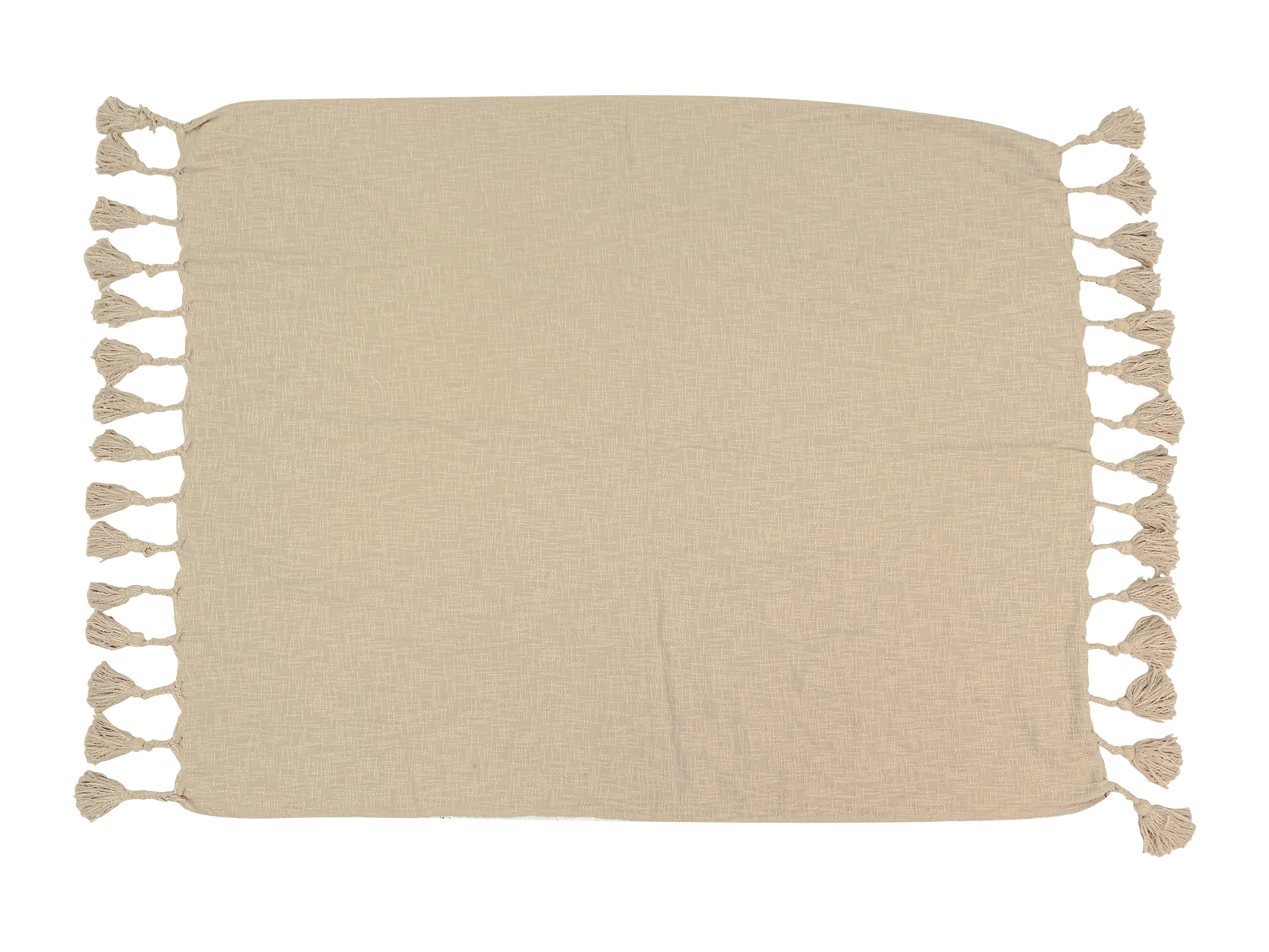 NEO COTTON THROW WITH GIANT TASSELS NUDE