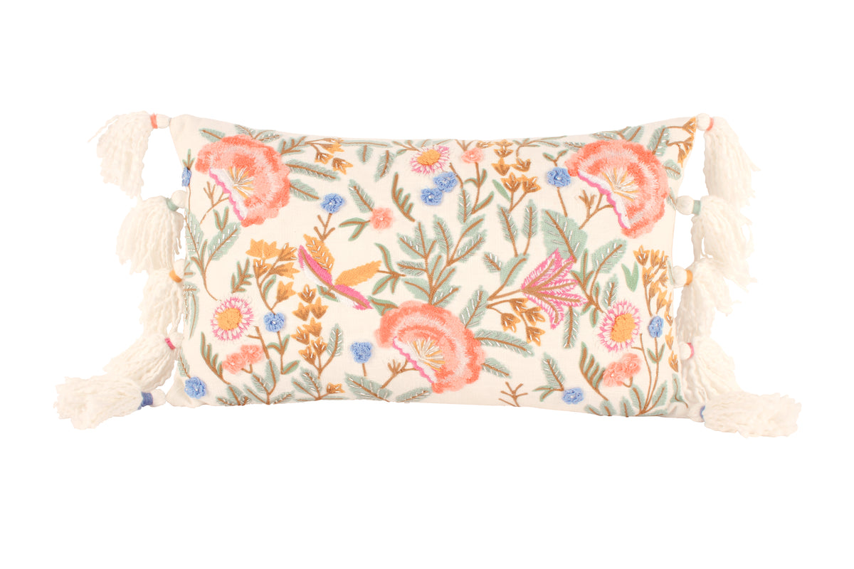 CAPRICE FLORAL PRINT CUSHION WITH TASSEL 380G FILL