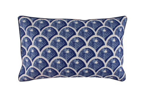 Reversable Blue Print Cotton Cushion 50x30cm