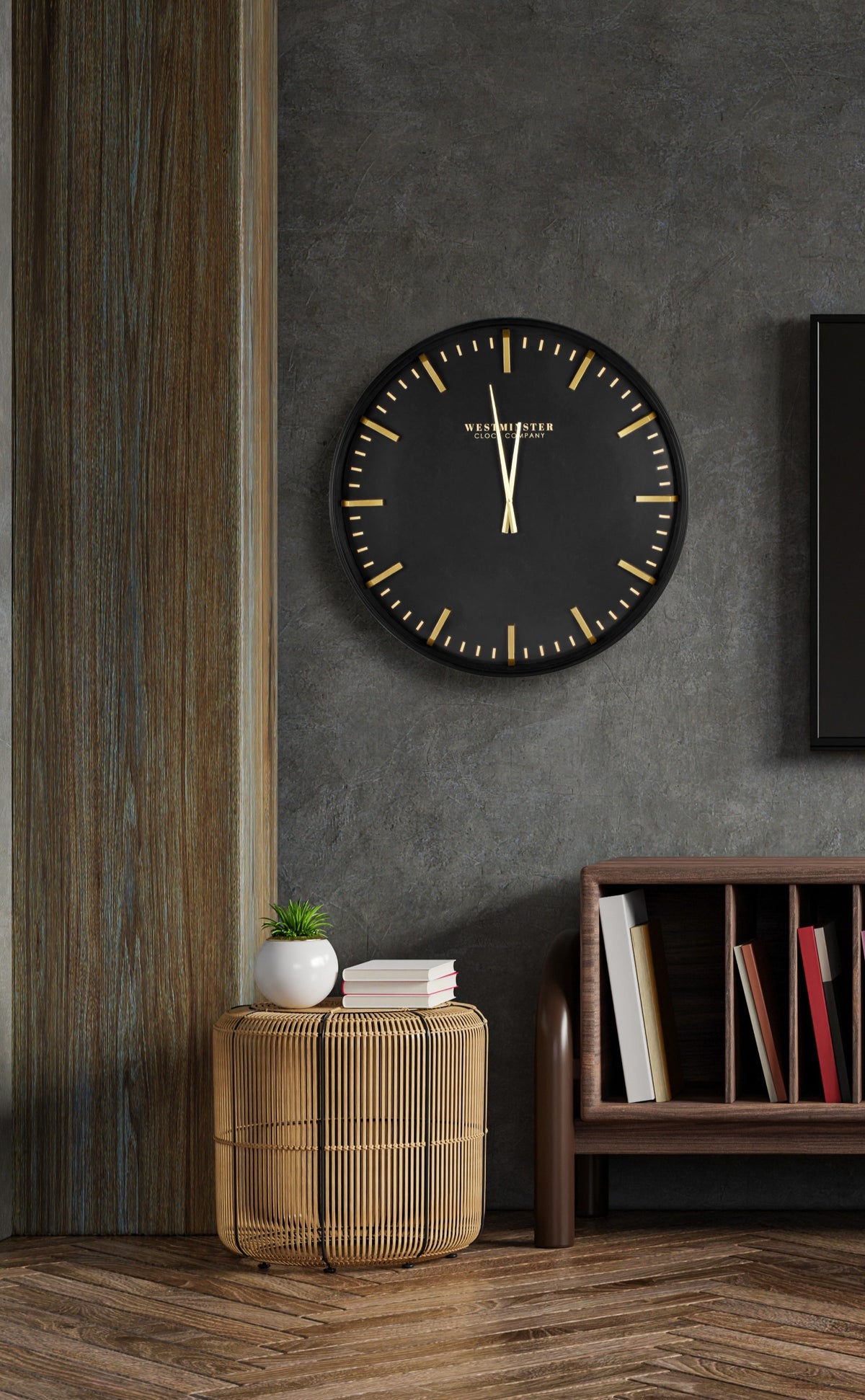 76cm Elegant Black & Gold Silent Wall Clock