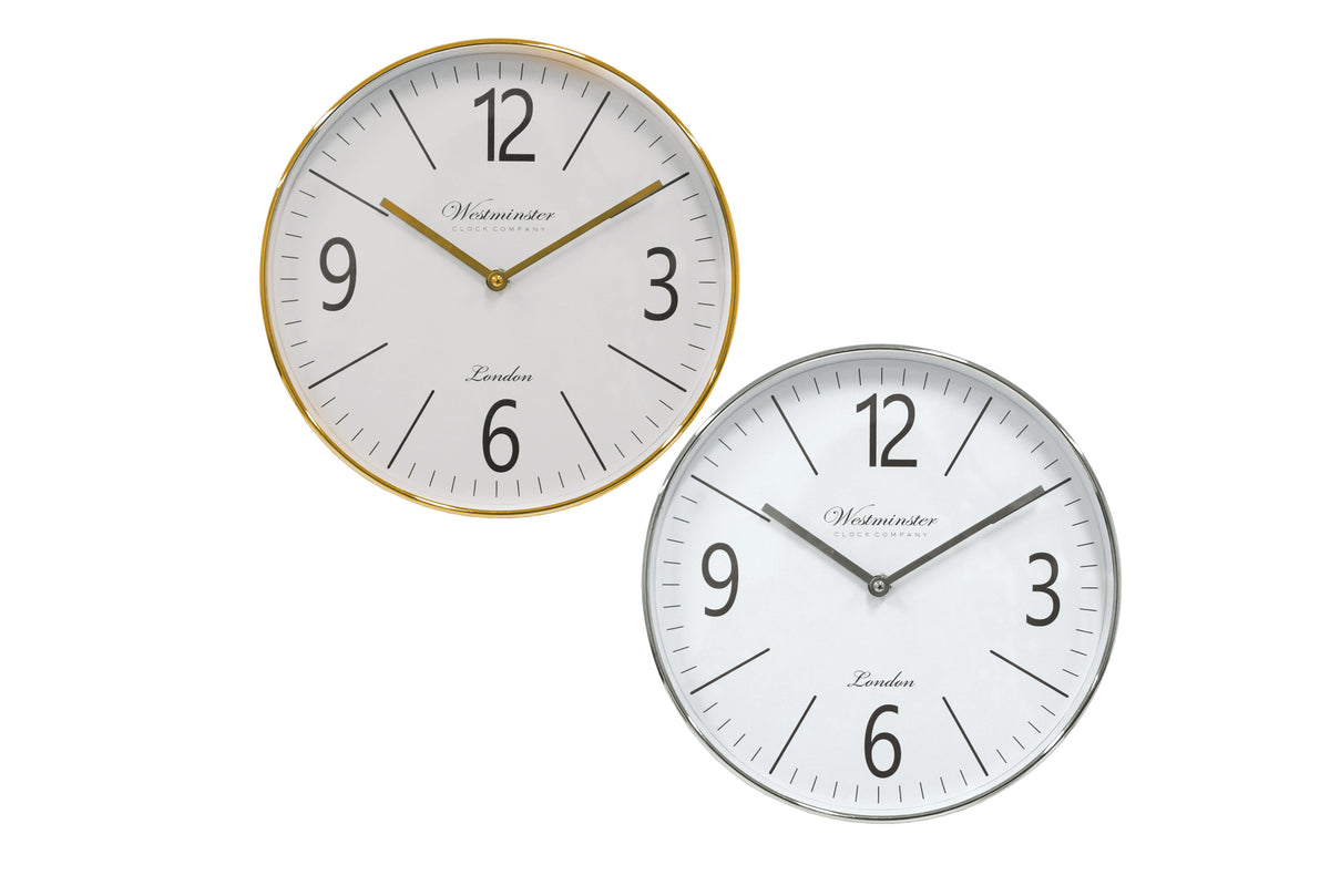 M&C™ Barnet Metal Clock Silver or Gold 30cm