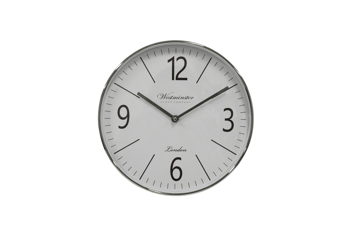M&C™ 30cm Barnet Metal Clock Silver or Gold