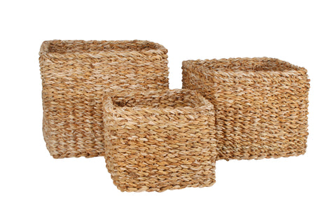 Scarborough Set Of 3 Sea Grass Square Baskets