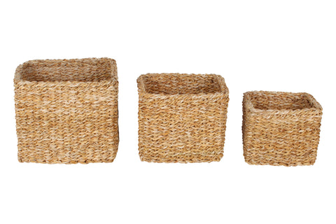 Scarborough Set Of 3 Sea Grass Square Baskets