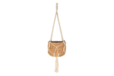 Aura Macrame And Seagrass Pot Plant Hanger 110 x 25 x 20cm