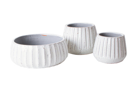 Rustic White Terracotta Pot 24 x 24 x 10cm
