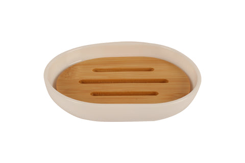 Soap Dish With Bamboo Insert Black or White